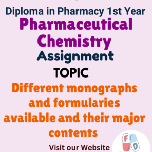 Different monographs and formularies available and their major contents Assignment