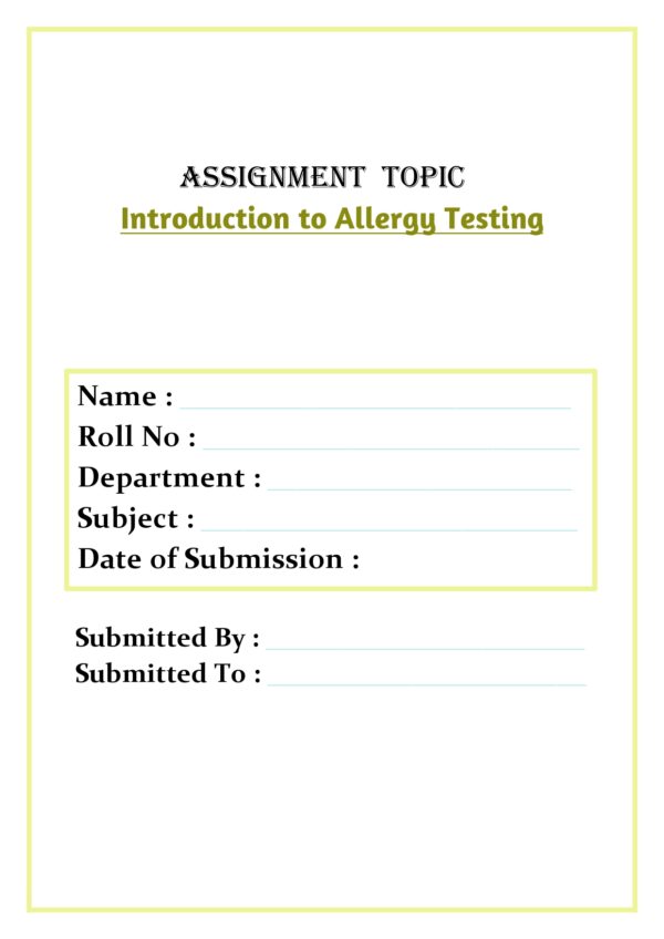 Introduction to Allergy Testing Assignment - Image 2