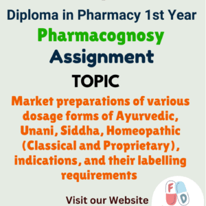 Market preparations of various dosage forms of Ayurvedic, Unani, Siddha, Homeopathic (Classical and Proprietary), indications, and their labelling requirements Assignment