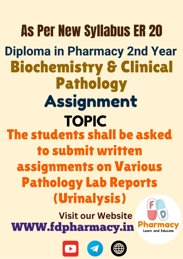 The students shall be asked to submit written assignments on Various Pathology Lab Reports (Urinalysis) Assignment