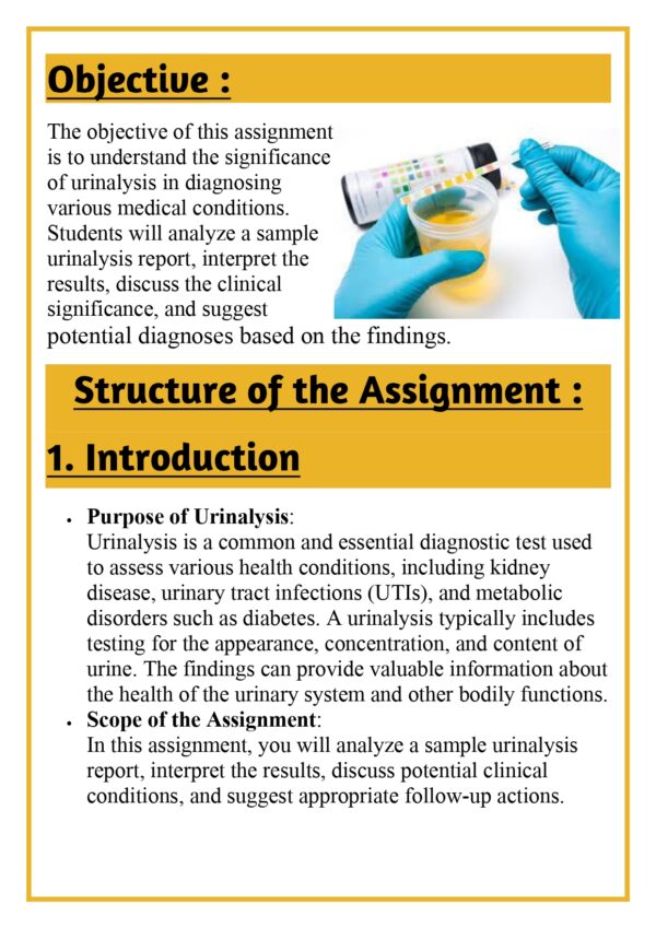 The students shall be asked to submit written assignments on Various Pathology Lab Reports (Urinalysis) Assignment - Image 6