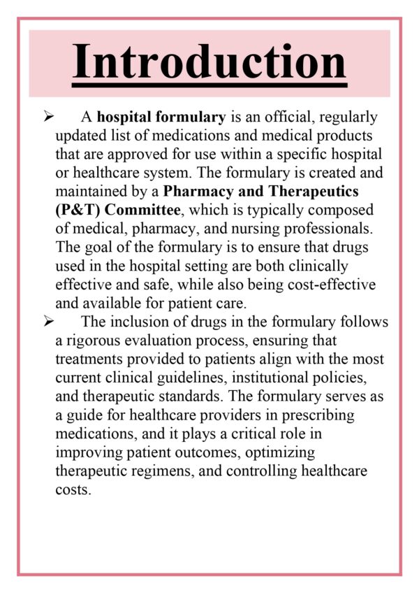 Typical profile of a drug to be included in the hospital formulary Assignment - Image 6