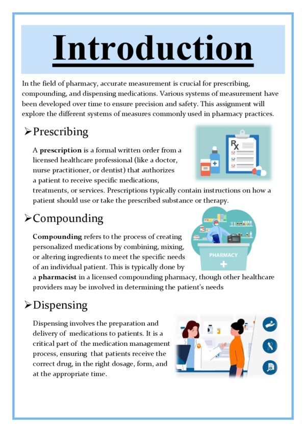 Various systems of measures commonly used in prescribing, compounding and dispensing practices Assignment - Image 6