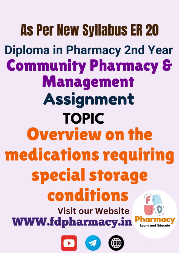 Overview on the medications requiring special storage conditions Assignment