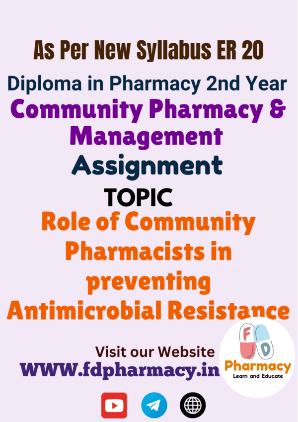 Role of Community Pharmacists in preventing Antimicrobial Resistance Assignment