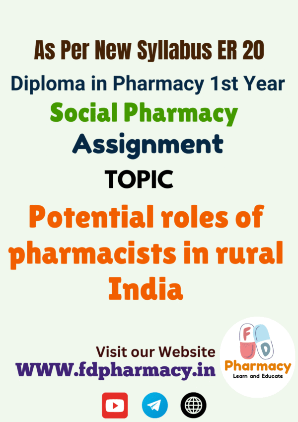Potential roles of pharmacists in rural India Assignment
