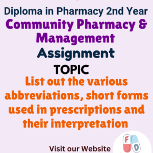 List out the various abbreviations, short forms used in prescriptions and their interpretation Assignment