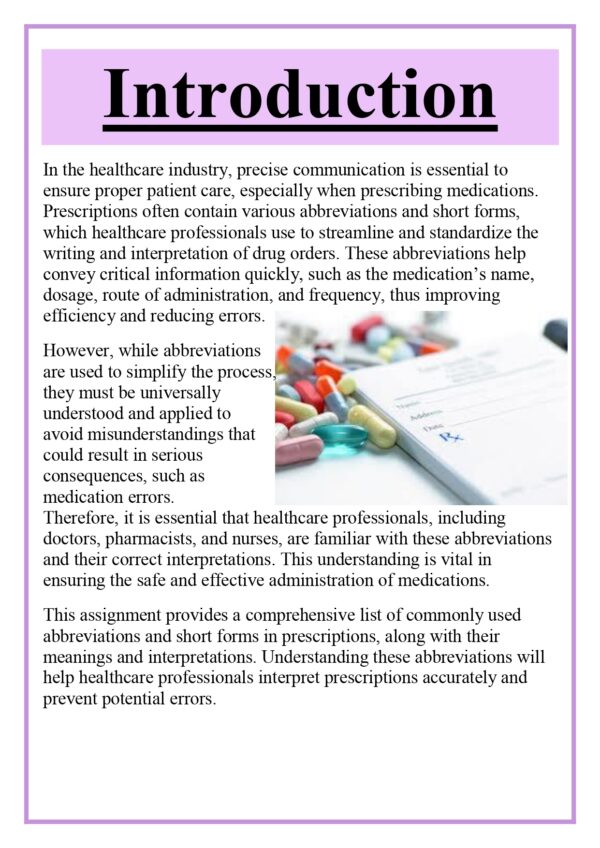 List out the various abbreviations, short forms used in prescriptions and their interpretation Assignment - Image 6