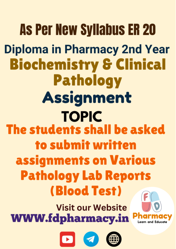 The students shall be asked to submit written assignments on Various Pathology Lab Reports (Blood Test) Assignment