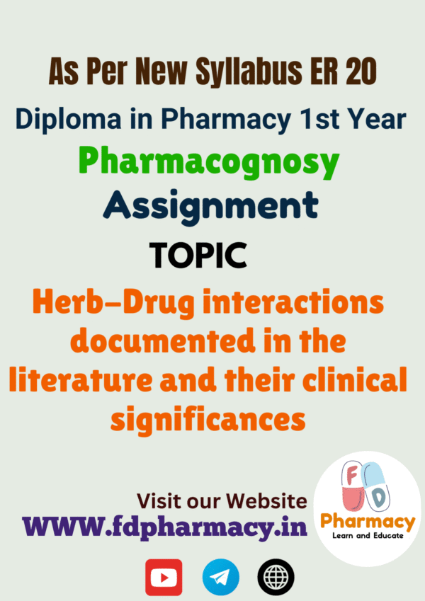 Herb-Drug interactions documented in the literature and their clinical significances Assignment