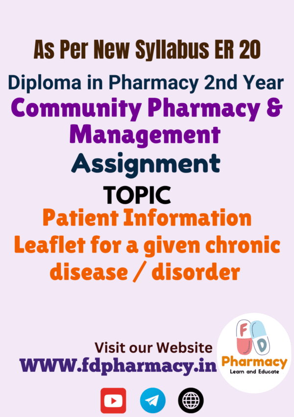 Patient Information Leaflet for a given chronic disease / disorder Assignment