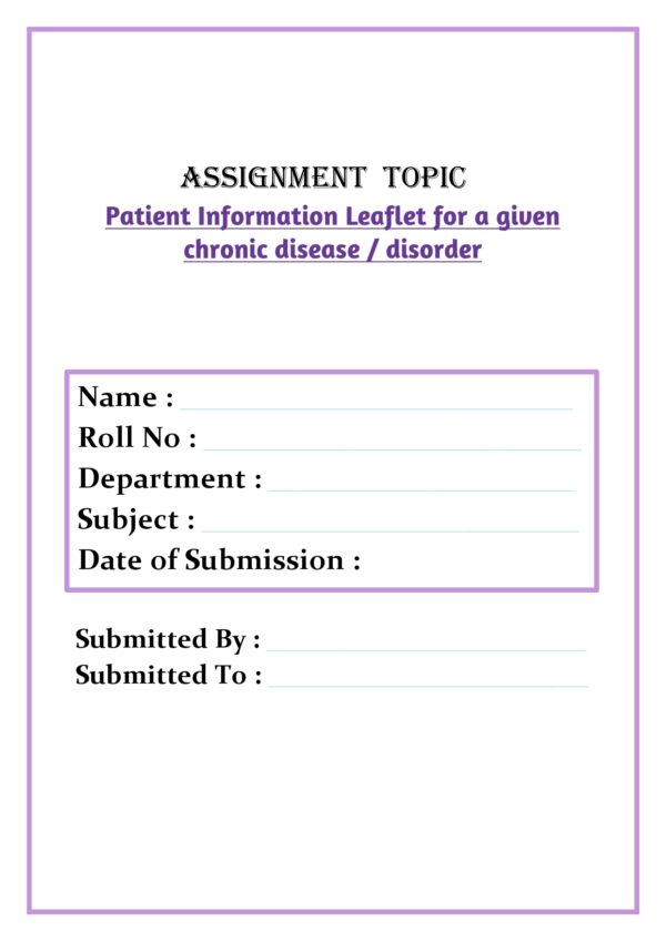 Patient Information Leaflet for a given chronic disease / disorder Assignment - Image 4