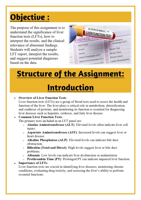 The students shall be asked to submit written assignments on Various Pathology Lab Reports (Liver Function Test (LFT)) Assignment - Image 6
