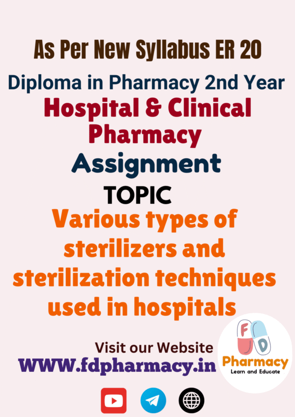 Various types of sterilizers and sterilization techniques used in hospitals Assignment
