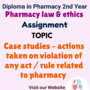 Case studies – actions taken on violation of any act / rule related to pharmacy Assignment