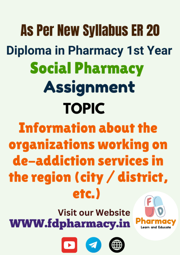 Information about the organizations working on de-addiction services in the region (city / district, etc.) Assignment