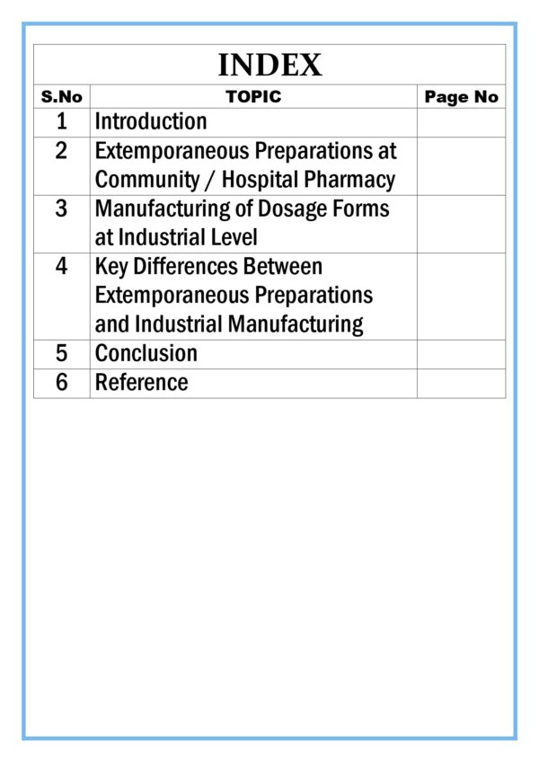 Overview of extemporaneous preparations at community / hospital pharmacy vs. manufacturing of dosage forms at industrial level Assignment - Image 5