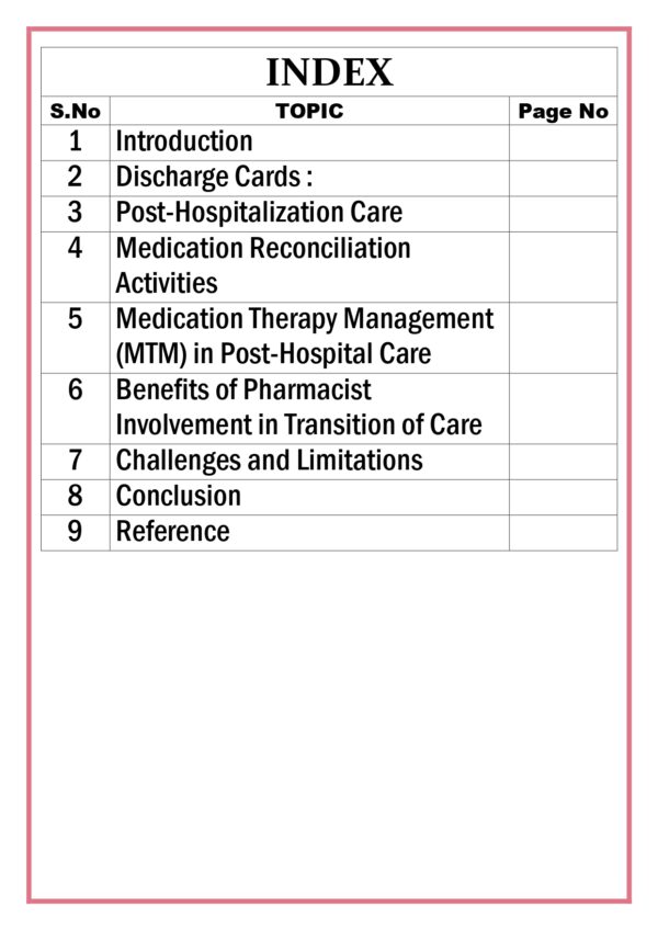 Role of Pharmacists in Transition of Care: Discharge cards, post hospitalization care, medicine reconciliation activities in developed countries Assignment - Image 5
