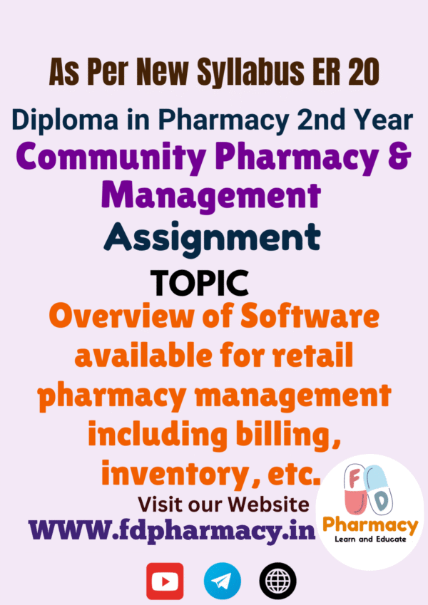 Overview of Software available for retail pharmacy management including billing, inventory, etc. Assignment