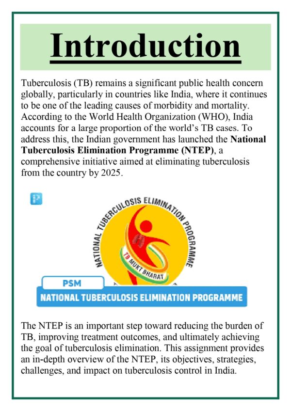 Overview on the National Tuberculosis Elimination Programme (NTEP) Assignment - Image 6