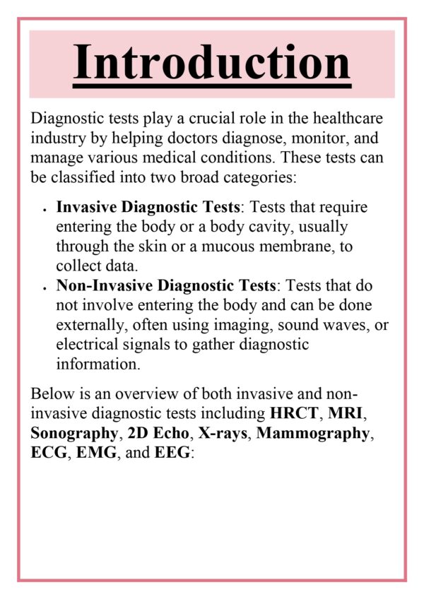 Invasive and Non-invasive diagnostic tests - HRCT, MRI, Sonography, 2D ECHO, X-rays, Mammography, ECG, EMG, EEG Assignment - Image 6