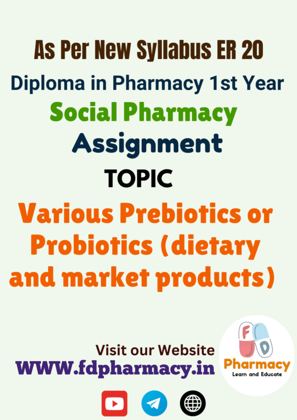 Various Prebiotics or Probiotics (dietary and market products) Assignment