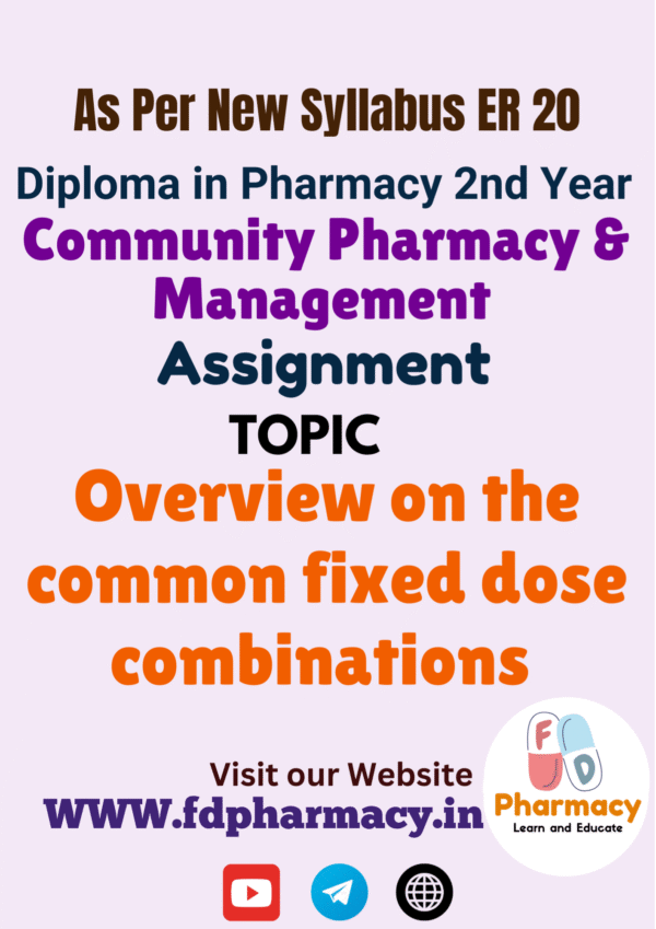 Overview on the common fixed dose combinations Assignment