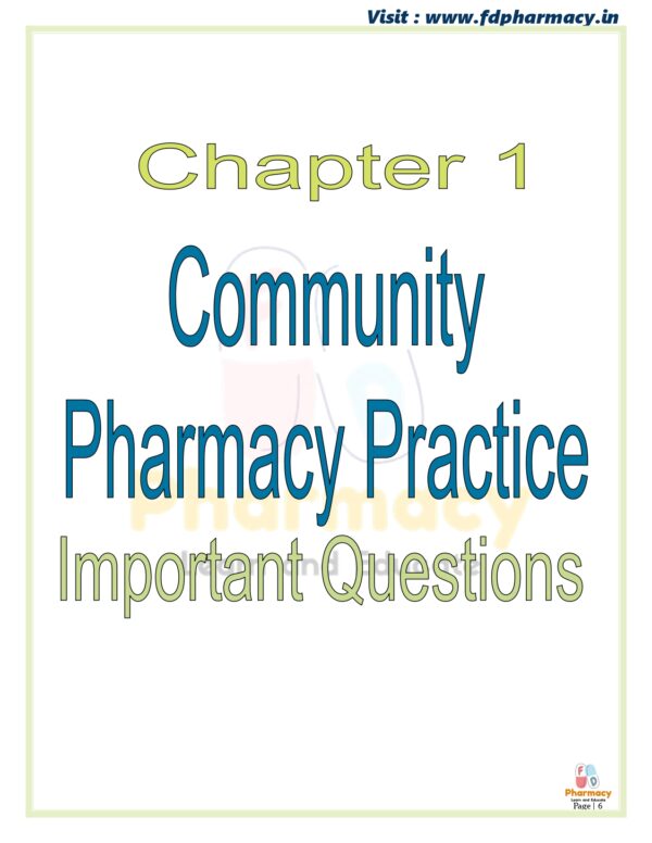 Community Pharmacy and Management All Chapter Important Questions - Image 6