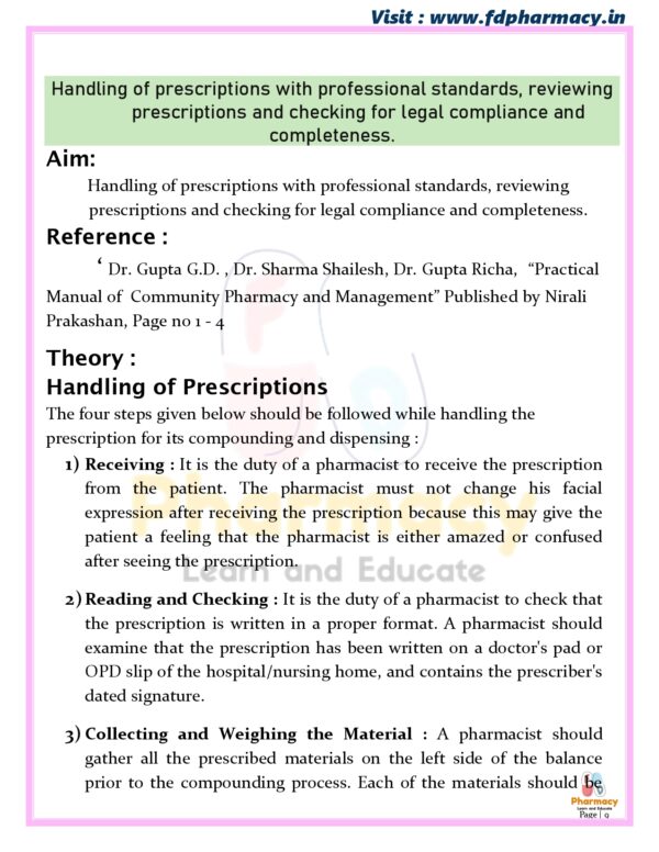 Community Pharmacy and Management Practical Manual - Image 9