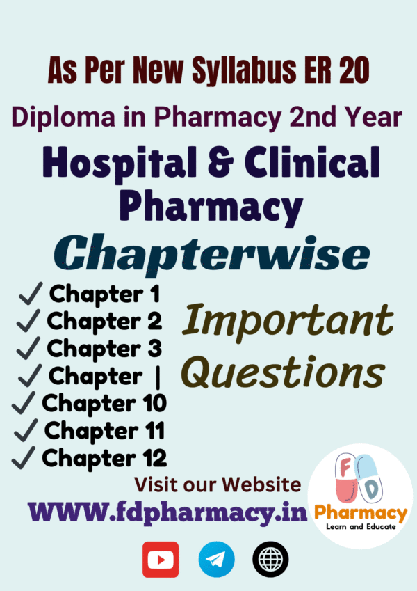 Hospital & Clinical Pharmacy All Chapter Important Questions