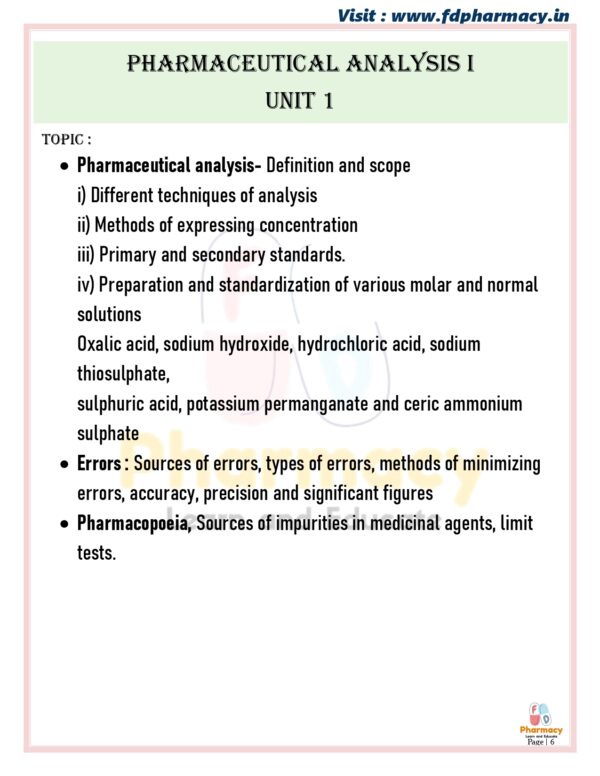 Pharmaceutical Analysis I All Unit Notes - Image 6