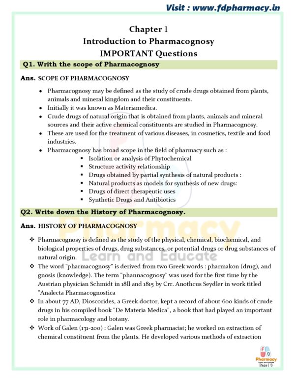 Pharmacognosy All Chapter Important Questions - Image 8
