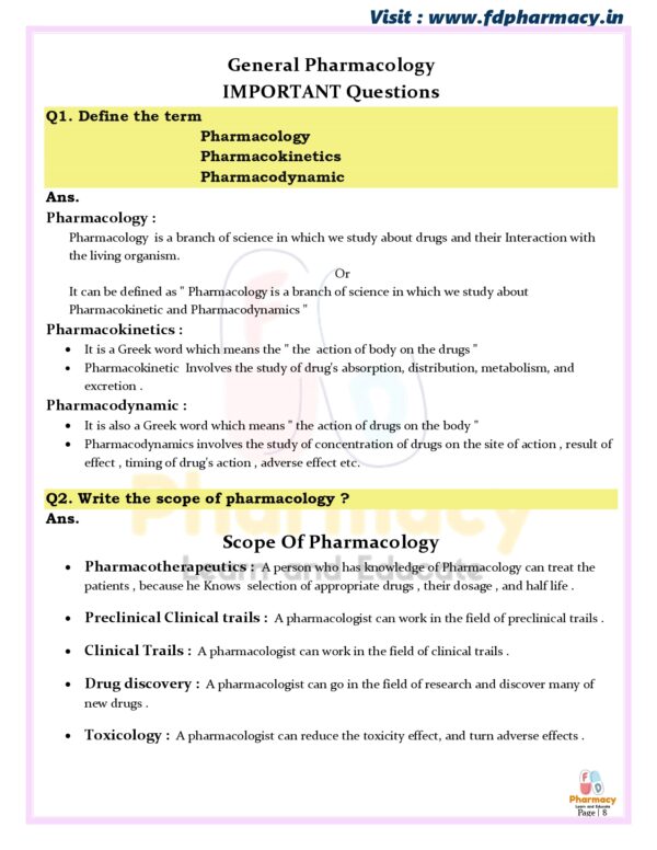 Pharmacology All Chapter Important Questions - Image 8