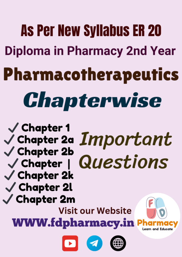 Pharmacotherapeutics All Chapter Important Questions
