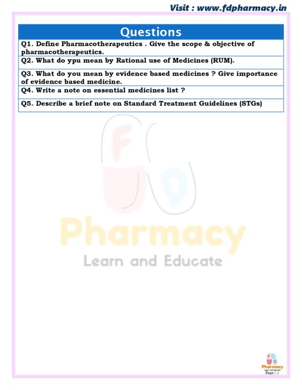 Pharmacotherapeutics All Chapter Important Questions - Image 7