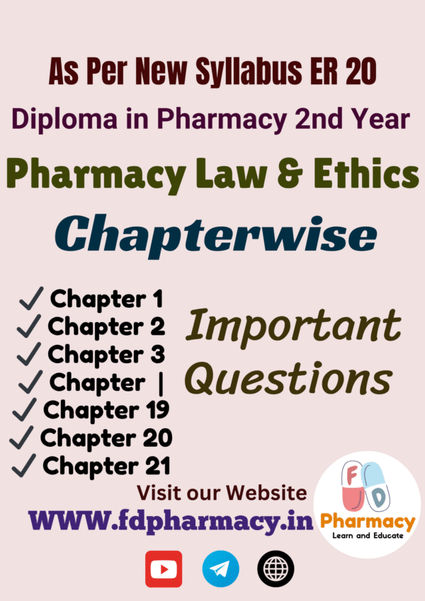 Pharmacy Law & Ethics All Chapter Important Questions