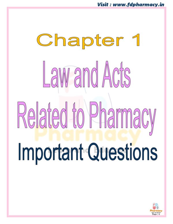Pharmacy Law & Ethics All Chapter Important Questions - Image 6