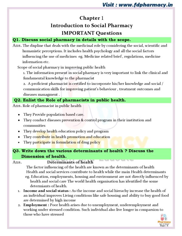 Social Pharmacy All Chapter Important Questions - Image 7