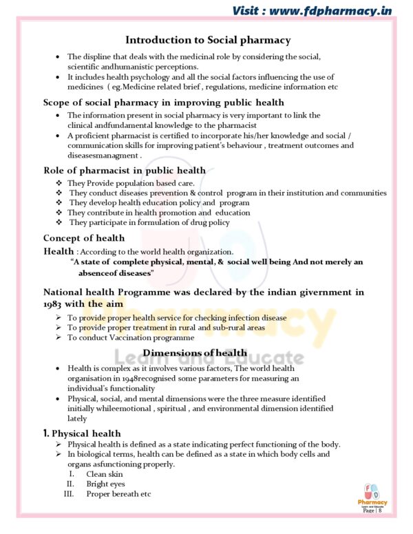 Social Pharmacy All Chapter Notes - Image 8